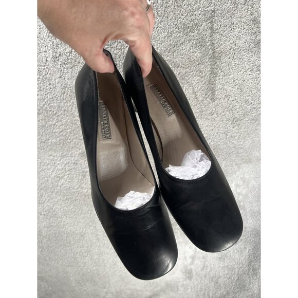 Vtg 90s Kenneth Cole Woman’s 6.5 Leather Black Block Heel Pumps Classic Money - Picture 1 of 10